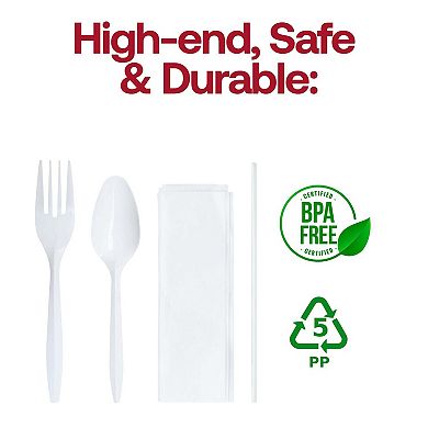 Cutlery Kit - Fork/Teaspoon/Straw & Napkin - 1000ct