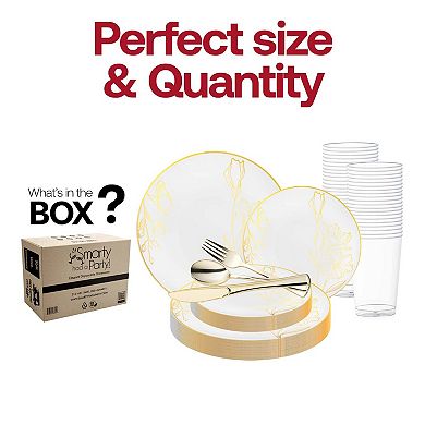 White w/ Gold Floral Round Wedding Set - 30 Sets