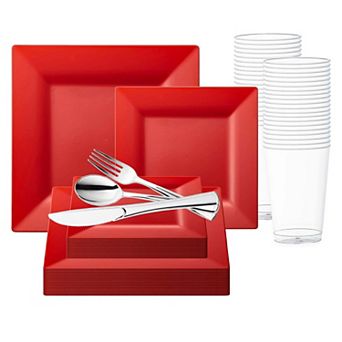 Red Square Plastic Wedding Set - 30 Sets