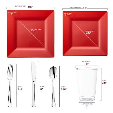 Red Square Plastic Wedding Set - 30 Sets