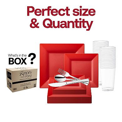 Red Square Plastic Wedding Set - 30 Sets