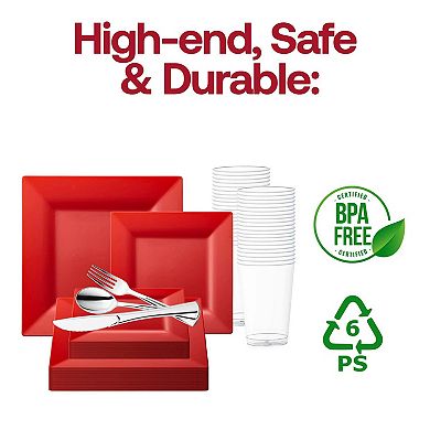 Red Square Plastic Wedding Set - 30 Sets