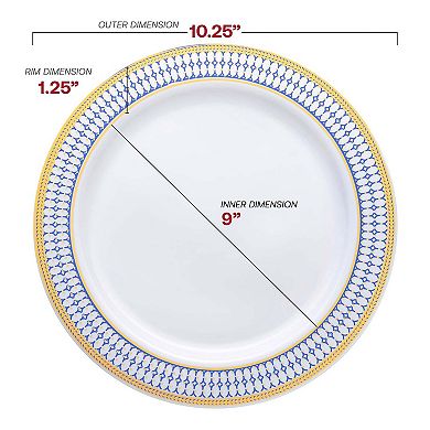 Chord Rim Round Disposable Plastic Dinnerware Set - 40 Sets
