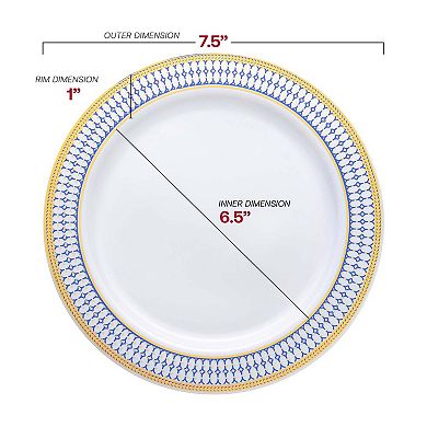 Chord Rim Round Disposable Plastic Dinnerware Set - 40 Sets