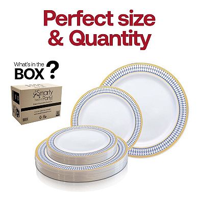 Chord Rim Round Disposable Plastic Dinnerware Set - 40 Sets