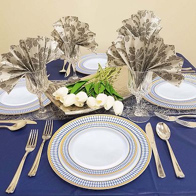 Chord Rim Round Disposable Plastic Dinnerware Set - 40 Sets