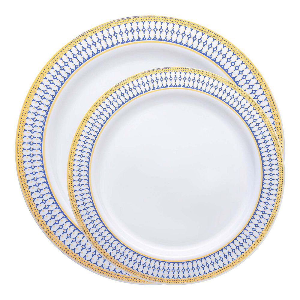 Chord Rim Round Disposable Plastic Dinnerware Set - 40 Sets
