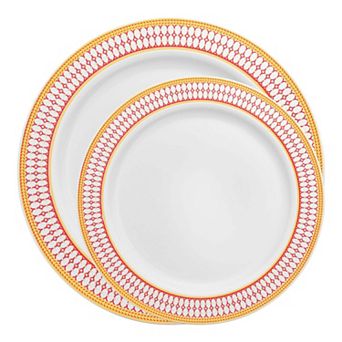 Chord Rim Round Disposable Plastic Dinnerware Set - 40 Sets