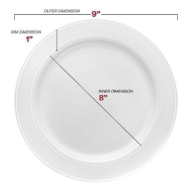 9" Edge Rim Round Disposable Plastic Buffet Plates - 60 pcs