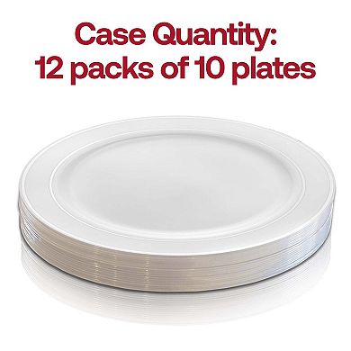 9" Edge Rim Round Disposable Plastic Buffet Plates - 60 pcs