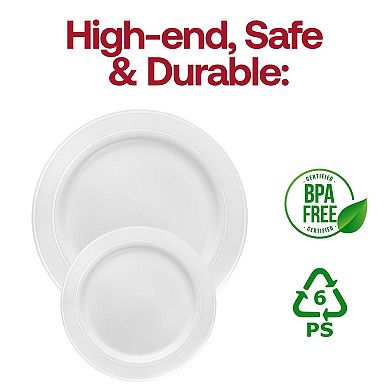 9" Edge Rim Round Disposable Plastic Buffet Plates - 60 pcs