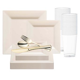 Ivory Square Plastic Wedding Set - 30 Sets