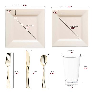 Ivory Square Plastic Wedding Set - 30 Sets