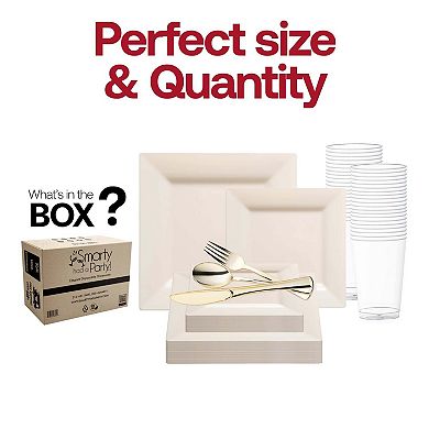 Ivory Square Plastic Wedding Set - 30 Sets