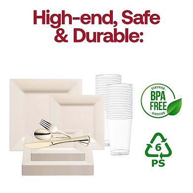 Ivory Square Plastic Wedding Set - 30 Sets