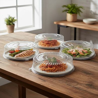Clear Round Plastic Tray Lids - 25 Sets