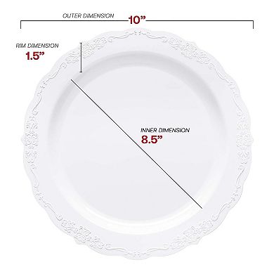 Vintage Rim Round Disposable Plastic Dinnerware Set - 120 Sets