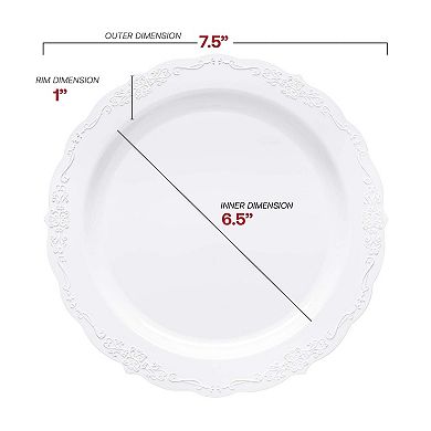 Vintage Rim Round Disposable Plastic Dinnerware Set - 120 Sets
