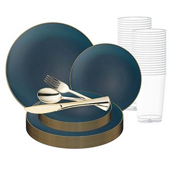 Navy w/ Gold Rim Wedding Set - For 30 Guests