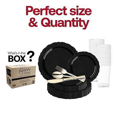 Black Vintage Rim Round Plastic Wedding Set - 60 Sets