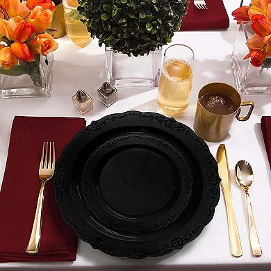 Black Vintage Rim Round Plastic Wedding Set - 60 Sets