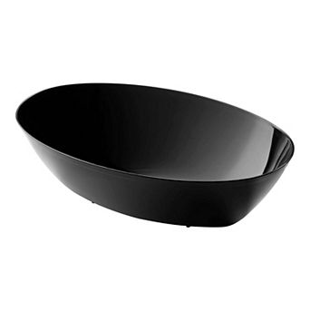 2-qt Black Oval Plastic Serving Bowls - 24 pc