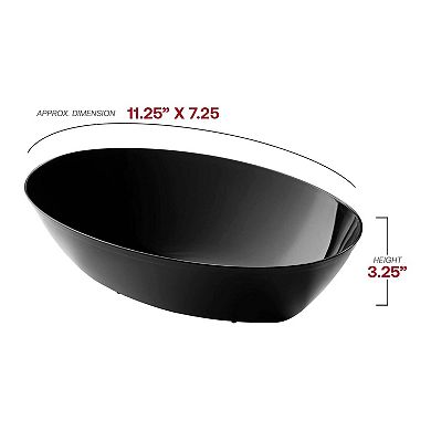2 qt. Black Oval Plastic Serving Bowls - 24 pcs