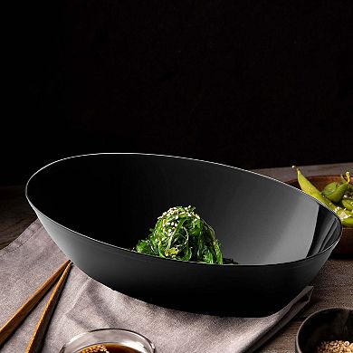 2 qt. Black Oval Plastic Serving Bowls - 24 pcs