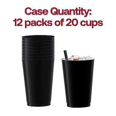 12 oz. Black Round Plastic Tumblers - 240 pcs