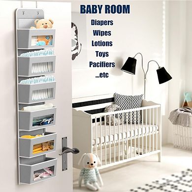 Over Door Hanging Organizer with Clear Window Pockets for Storage