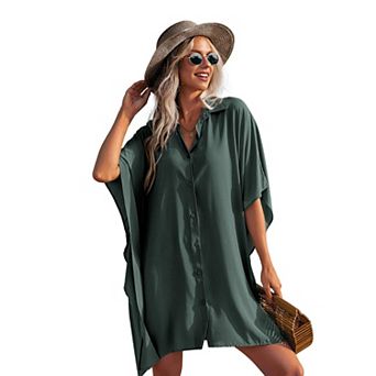 Ekouaer Womens Swim Coverup Bathing Suit Cover Ups Three Quarter Sleeves Summer Swimwear Beachwear