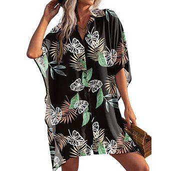 Ekouaer Womens Swim Coverup Bathing Suit Cover Ups Three Quarter Sleeves Summer Swimwear Beachwear