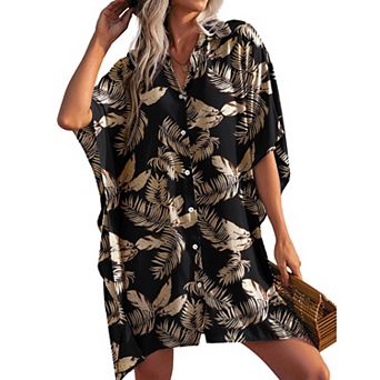 Ekouaer Womens Swim Coverup Bathing Suit Cover Ups Three Quarter Sleeves Summer Swimwear Beachwear