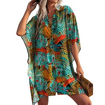 Ekouaer Womens Swim Coverup Bathing Suit Cover Ups Three Quarter Sleeves Summer Swimwear Beachwear