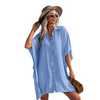 Ekouaer Womens Swim Coverup Bathing Suit Cover Ups Three Quarter Sleeves Summer Swimwear Beachwear