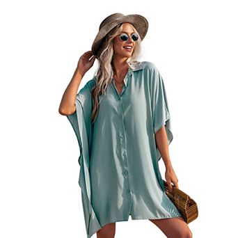 Ekouaer Womens Swim Coverup Bathing Suit Cover Ups Three Quarter Sleeves Summer Swimwear Beachwear
