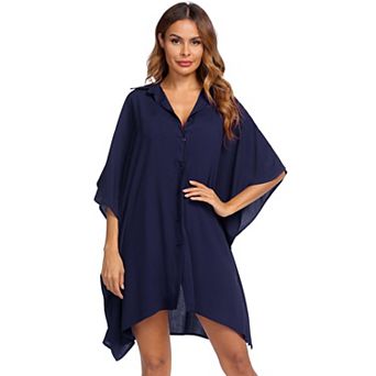 Ekouaer Womens Swim Coverup Bathing Suit Cover Ups Three Quarter Sleeves Summer Swimwear Beachwear