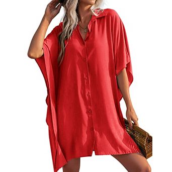 Ekouaer Womens Swim Coverup Bathing Suit Cover Ups Three Quarter Sleeves Summer Swimwear Beachwear