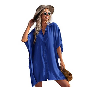 Ekouaer Womens Swim Coverup Bathing Suit Cover Ups Three Quarter Sleeves Summer Swimwear Beachwear