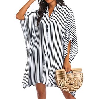 Ekouaer Womens Swim Coverup Bathing Suit Cover Ups Three Quarter Sleeves Summer Swimwear Beachwear