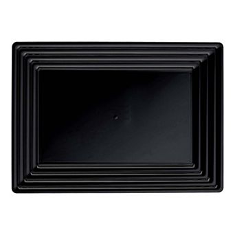 9" x 13" Black Rectangular Disposable Plastic Serving Trays - 24 pc