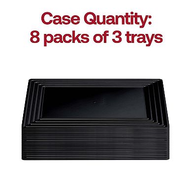 9" x 13" Black Rectangular Disposable Plastic Serving Trays - 24 pcs