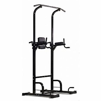 Free Standing Pull Up Bar Power Tower, Adjustable Dip Station, Home Gym Strength Trainer, 440 lb