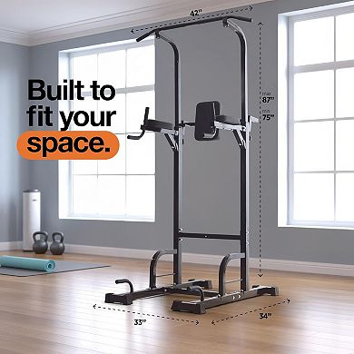 Free Standing Pull Up Bar Power Tower, Adjustable Dip Station, Home Gym Strength Trainer, 440 lb