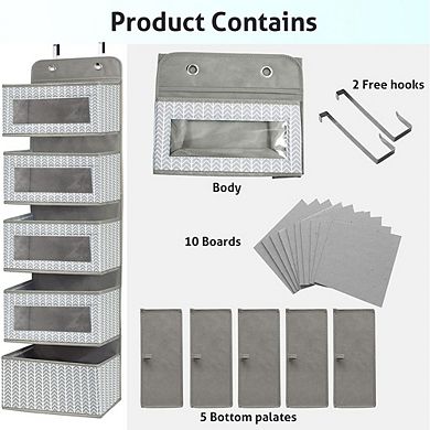 Over Door Hanging Organizer with 5 Large Clear Window Pockets
