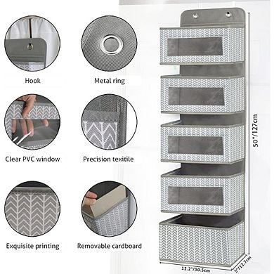 Over Door Hanging Organizer with 5 Large Clear Window Pockets