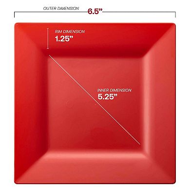 6.5" Square Disposable Plastic Salad Plates - 120 pcs