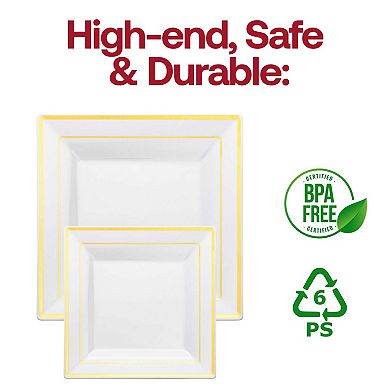 9.5" Disposable Plastic Dinner Plates - 120 pcs