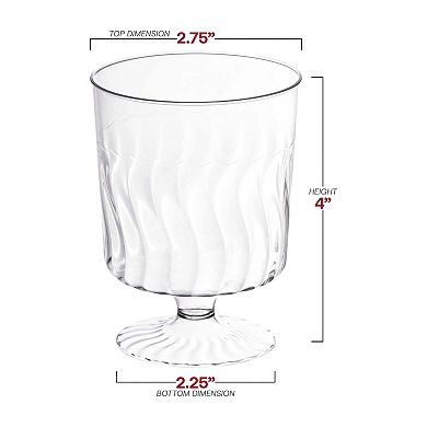 8 oz. Clear Plastic Pedestal Wine Glasses - 240 pcs