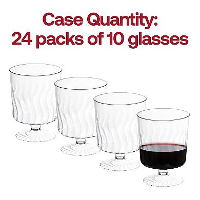 8 oz. Clear Plastic Pedestal Wine Glasses - 240 pcs
